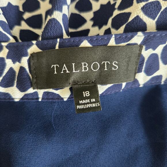 Talbots Flowy Maxi Skirt Navy White Geometric Button Front Women Plus 18 - Picture 7 of 8